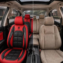 Kit Completo de Capas para Banco de Carro Velox em Couro Legítimo Universal 5 Lugares Com Airbag + Tapetes e Capa de Volante