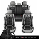 Kit Completo de Capas para Banco de Carro Velox em Couro Legítimo Universal 5 Lugares Com Airbag + Tapetes e Capa de Volante