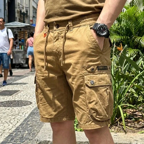 [Leve 4. Pague Só 2] Bermuda Tática Havoc Masculina em Algodão e Poliéster de Alta Resistência com Bolsos Cargo Multifuncionais