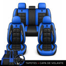 Kit Completo de Capas para Banco de Carro Velox em Couro Legítimo Universal 5 Lugares Com Airbag + Tapetes e Capa de Volante