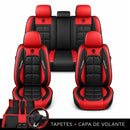Kit Completo de Capas para Banco de Carro Velox em Couro Legítimo Universal 5 Lugares Com Airbag + Tapetes e Capa de Volante
