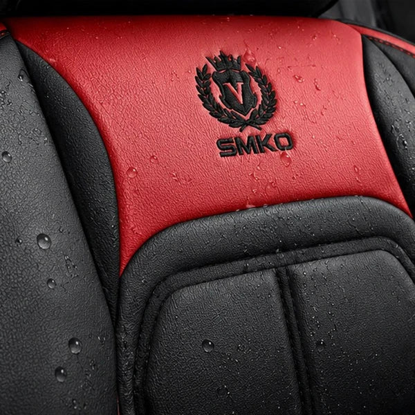 Kit Completo de Capas para Banco de Carro Velox em Couro Legítimo Universal 5 Lugares Com Airbag + Tapetes e Capa de Volante
