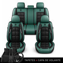 Kit Completo de Capas para Banco de Carro Velox em Couro Legítimo Universal 5 Lugares Com Airbag + Tapetes e Capa de Volante