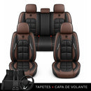 Kit Completo de Capas para Banco de Carro Velox em Couro Legítimo Universal 5 Lugares Com Airbag + Tapetes e Capa de Volante