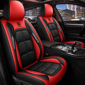 Kit Completo de Capas para Banco de Carro Velox em Couro Legítimo Universal 5 Lugares Com Airbag + Tapetes e Capa de Volante