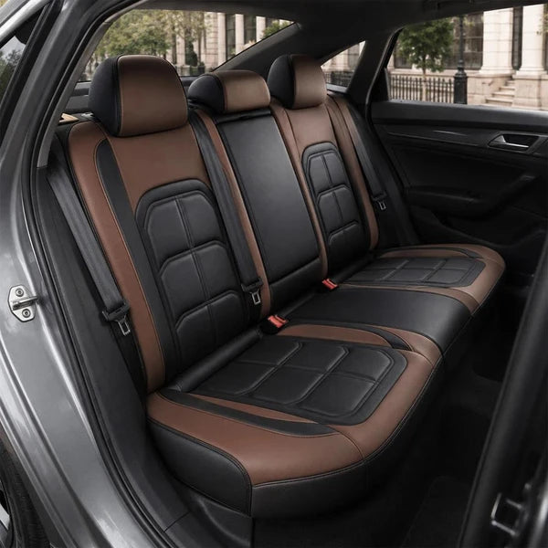 Kit Completo de Capas para Banco de Carro Velox em Couro Legítimo Universal 5 Lugares Com Airbag + Tapetes e Capa de Volante
