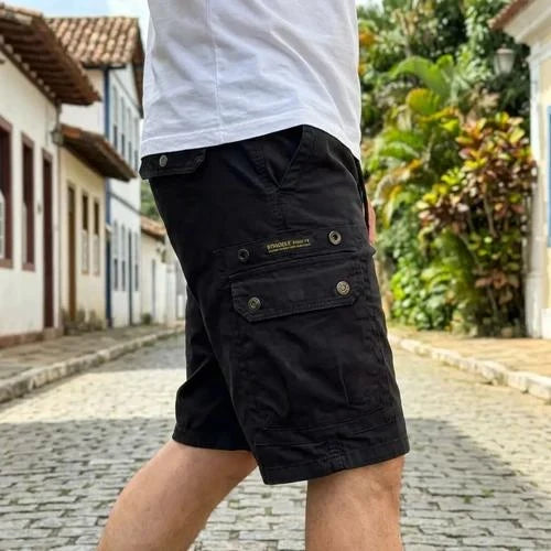 [Leve 4. Pague Só 2] Bermuda Tática Havoc Masculina em Algodão e Poliéster de Alta Resistência com Bolsos Cargo Multifuncionais