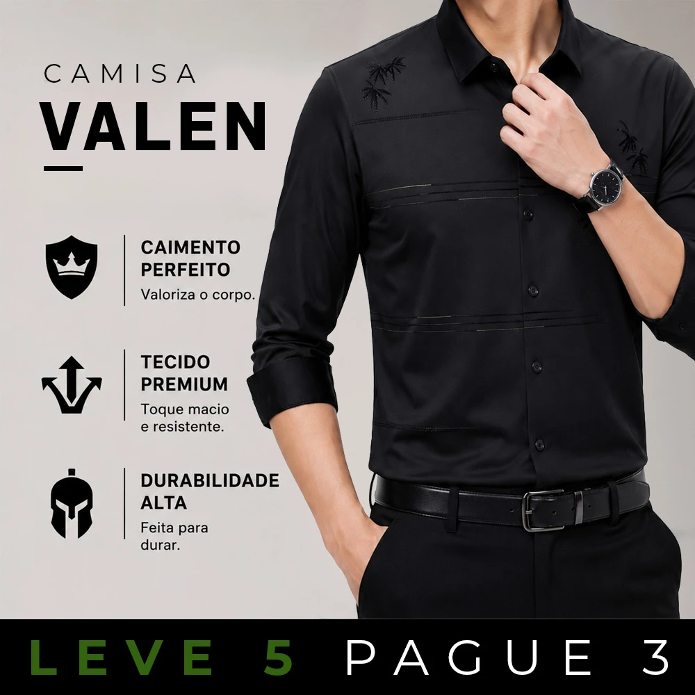 [LEVE 5 PAGUE 3] Camisa Masculina Valen Executive em Elastano Premium