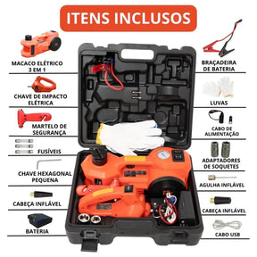 KIT DE EMERGÊNCIA - Macaco Hidráulico Elétrico 5 em 1