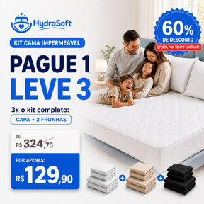 [COMPRE 1, LEVE 3] HydraSoft™ Jogo de Cama Impermeável Premium – Capa + 2 Fronhas