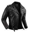 Jaqueta Masculina de Couro Nobre com Cinto Frontal