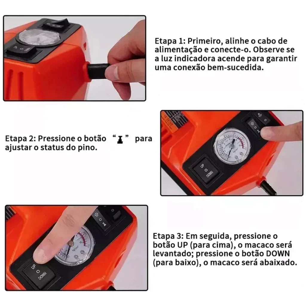 KIT DE EMERGÊNCIA - Macaco Hidráulico Elétrico 5 em 1