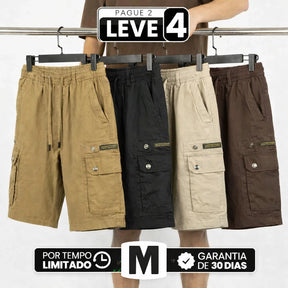 [Leve 4. Pague Só 2] Bermuda Tática Havoc Masculina em Algodão e Poliéster de Alta Resistência com Bolsos Cargo Multifuncionais